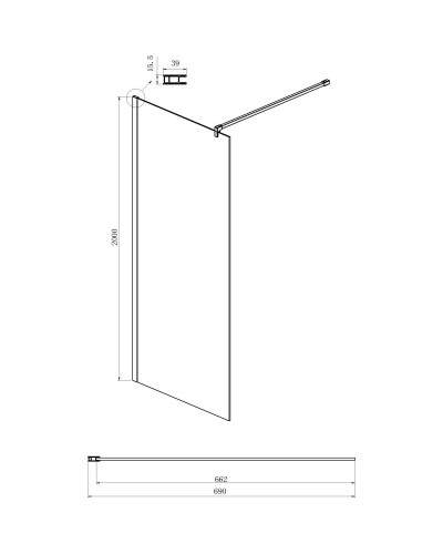 Неподвижная перегородка 70х200 см Ambassador Walk-in 15034130 интимато
