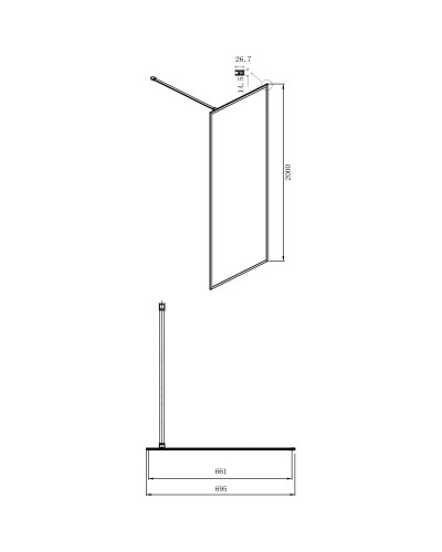 Неподвижная перегородка 69,5х200 см Ambassador Walk-in 15031221 прозрачное