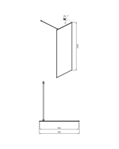 Неподвижная перегородка 99,5х200 см Ambassador Walk-in 15032218 тонированное