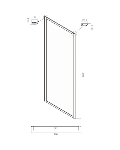 Боковая стенка 80 см Ambassador Forsa 80NX прозрачное