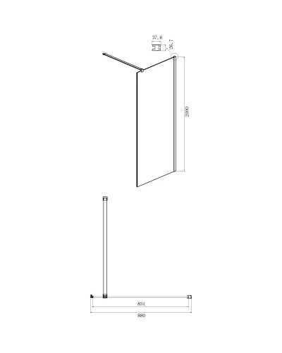 Неподвижная перегородка 90х200 см Ambassador Elysium 90CX прозрачное