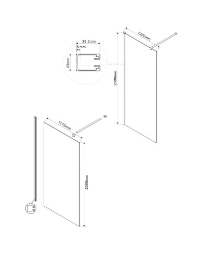 Неподвижная перегородка 120x200 см Vincea Walk-In VSW-1H120CG тонированное