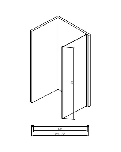 Неподвижная перегородка 99,5 см Abber Schwarzer Diamant AG100BS прозрачное