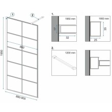 Неподвижная перегородка 90х195 см Rea Bler-1 REA-K7953 прозрачное