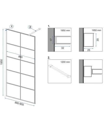 Неподвижная перегородка 90х195 см Rea Bler-1 REA-K7953 прозрачное
