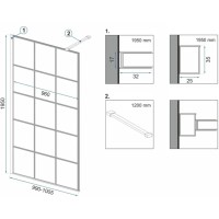Неподвижная перегородка 100х195 см Rea Bler-1 REA-K7955 прозрачное