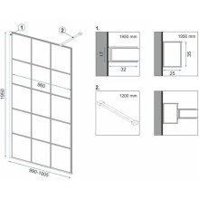 Неподвижная перегородка 100х195 см Rea Bler-1 REA-K7955 прозрачное