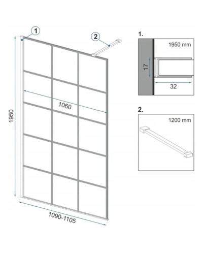 Неподвижная перегородка 110х195 см Rea Bler-1 REA-K7956 прозрачное