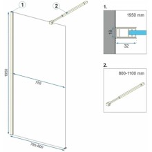 Неподвижная перегородка 80х195 см Rea Aero REA-K8439 прозрачное