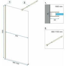 Неподвижная перегородка 100х195 см Rea Aero REA-K8440 прозрачное