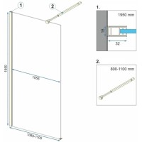 Неподвижная перегородка 110х195 см Rea Aero REA-K8441 прозрачное