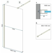 Неподвижная перегородка 110х195 см Rea Aero REA-K8441 прозрачное