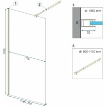 Неподвижная перегородка 120х195 см Rea Aero REA-K8443 прозрачное