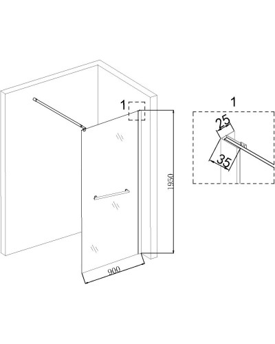 Неподвижная перегородка 90 см Niagara NG-661-90 прозрачное