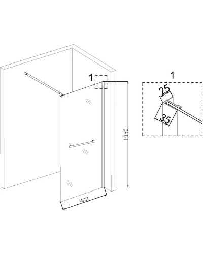 Неподвижная перегородка 90 см Niagara NG-681-90BLACK прозрачное