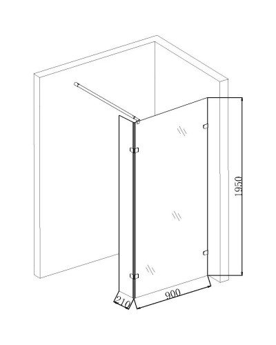 Неподвижная перегородка 90 см Niagara NG-682-90BLACK прозрачное
