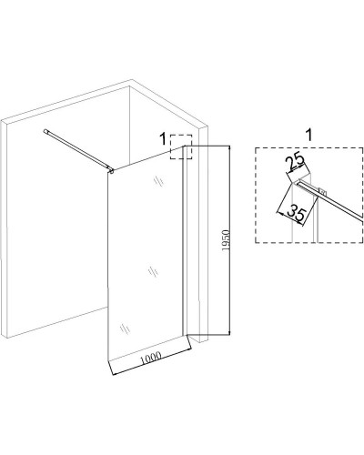 Неподвижная перегородка 100 см Niagara NG-643-10GOLD прозрачное