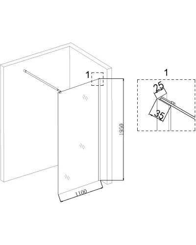 Неподвижная перегородка 110 см Niagara NG-683-11BLACK прозрачное