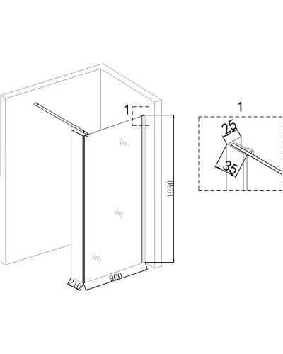 Неподвижная перегородка 90 см Niagara NG-644-90GOLD прозрачное