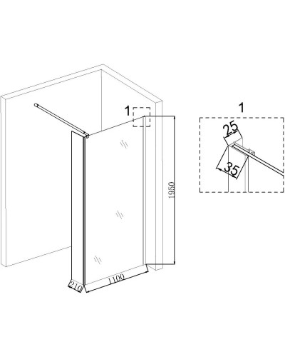 Неподвижная перегородка 110 см Niagara NG-644-11GOLD прозрачное
