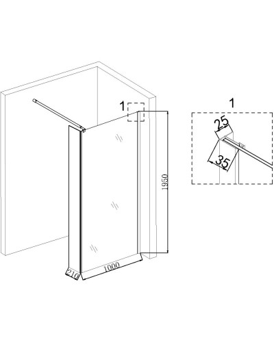 Неподвижная перегородка 100 см Niagara NG-664-10 прозрачное