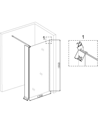 Неподвижная перегородка 120 см Niagara NG-664-12 прозрачное