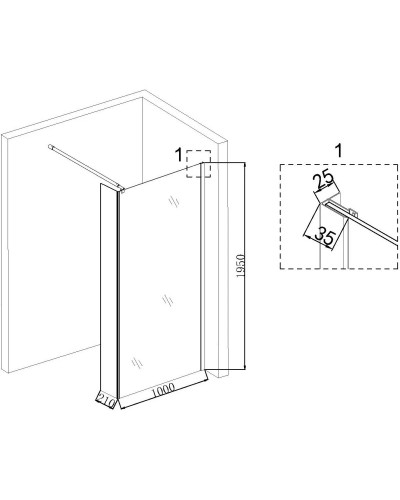 Неподвижная перегородка 100 см Niagara NG-684-10BLACK прозрачное