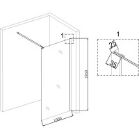 Неподвижная перегородка 100 см Niagara NG-685-10BLACK прозрачное