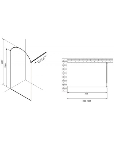 Неподвижная перегородка 100 см Abber Immer Offen AG64100BN прозрачное