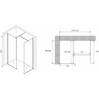 Неподвижная перегородка 120 см Abber Immer Offen AG67128B прозрачное
