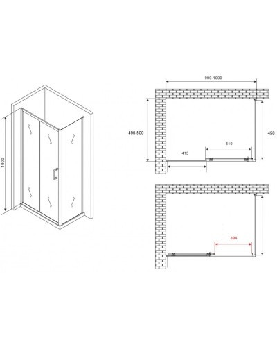 Боковая стенка 50 см Abber Schwarzer Diamant S505 прозрачное