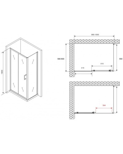 Боковая стенка 60 см Abber Schwarzer Diamant S60B5 прозрачное