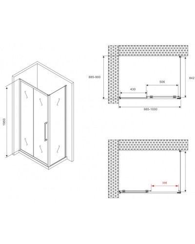Боковая стенка 90 см Abber Schwarzer Diamant S90BM матовое