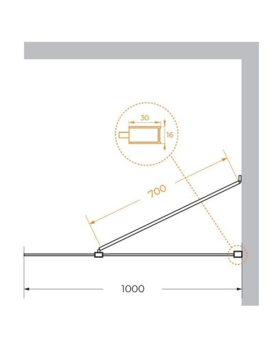 Неподвижная перегородка 100 см Cezares LIBERTA-L-1-TB-100-BR-Cr бронза