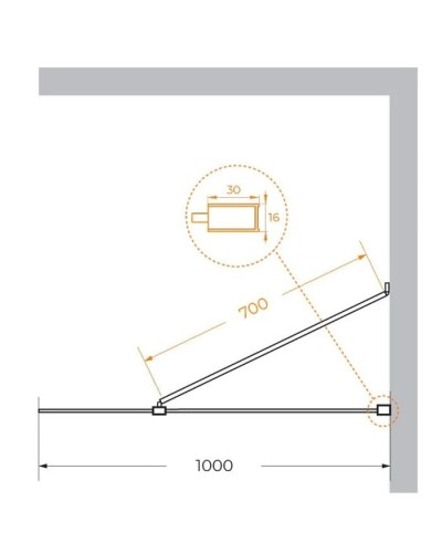 Неподвижная перегородка 100 см Cezares LIBERTA-L-1-TB-100-C-Cr прозрачное