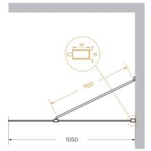 Неподвижная перегородка 105 см Cezares LIBERTA-L-1-TB-105-C-NERO прозрачное