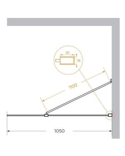 Неподвижная перегородка 105 см Cezares LIBERTA-L-1-TB-105-C-NERO прозрачное