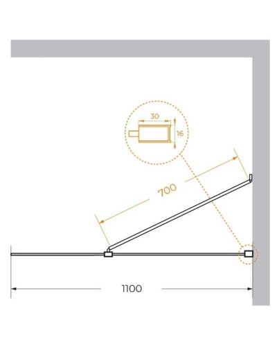 Неподвижная перегородка 110 см Cezares LIBERTA-L-1-TB-110-BR-NERO бронза