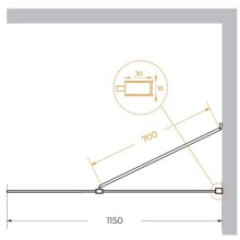 Неподвижная перегородка 115 см Cezares LIBERTA-L-1-TB-115-C-Cr прозрачное