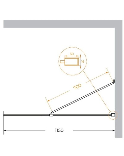 Неподвижная перегородка 115 см Cezares LIBERTA-L-1-TB-115-C-Cr прозрачное
