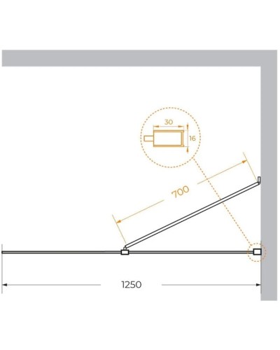 Неподвижная перегородка 125 см Cezares LIBERTA-L-1-TB-125-C-Cr прозрачное