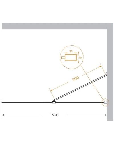 Неподвижная перегородка 130 см Cezares LIBERTA-L-1-TB-130-C-NERO прозрачное