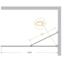 Неподвижная перегородка 140 см Cezares LIBERTA-L-1-TB-140-C-NERO прозрачное