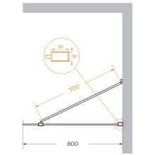Неподвижная перегородка 80 см Cezares LIBERTA-L-1-TB-80-C-NERO прозрачное