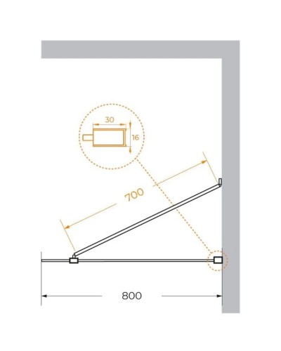 Неподвижная перегородка 80 см Cezares LIBERTA-L-1-TB-80-C-NERO прозрачное