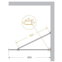 Неподвижная перегородка 85 см Cezares LIBERTA-L-1-TB-85-C-NERO прозрачное