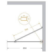 Неподвижная перегородка 85 см Cezares LIBERTA-L-1-TB-85-C-NERO прозрачное