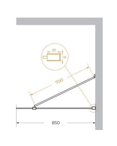 Неподвижная перегородка 85 см Cezares LIBERTA-L-1-TB-85-C-NERO прозрачное