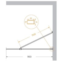 Неподвижная перегородка 95 см Cezares LIBERTA-L-1-TB-95-C-NERO прозрачное