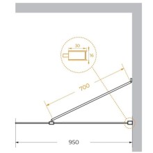 Неподвижная перегородка 95 см Cezares LIBERTA-L-1-TB-95-C-NERO прозрачное